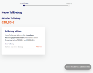 Kästchen im Meine Wien Energie Konto, in das man den neuen Teilbetrag eingeben kann
