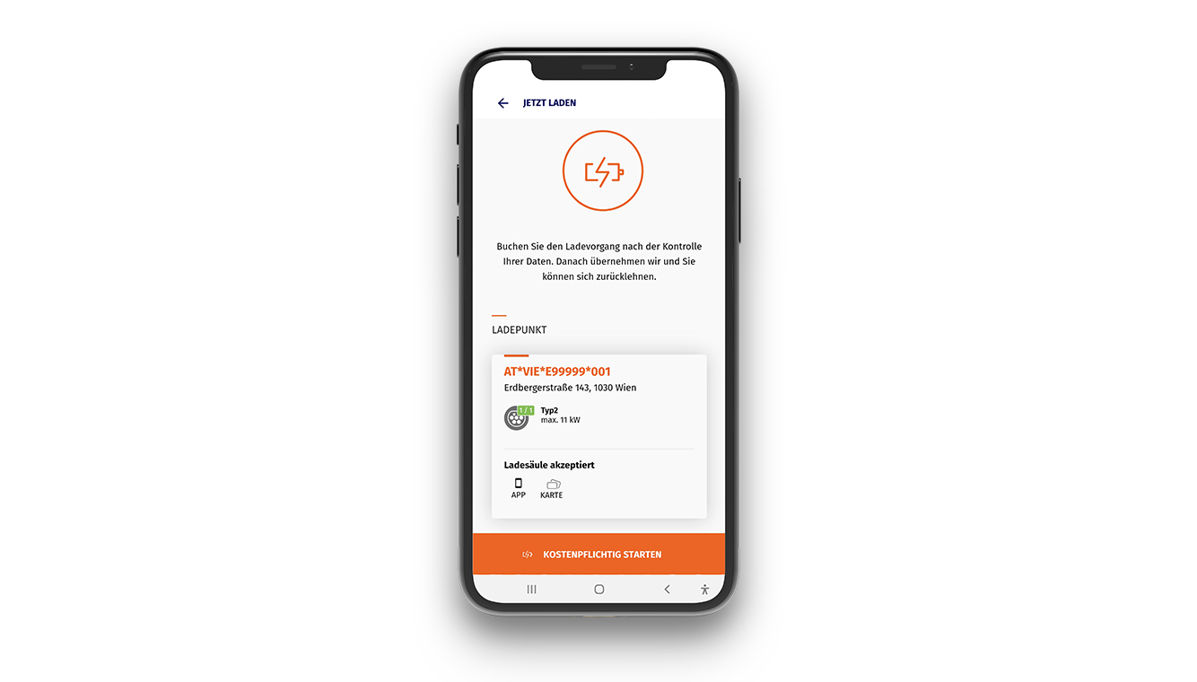 Mockup eines Handys mit Ansicht der Tanke-App und Ansicht des gewählten Tarifs