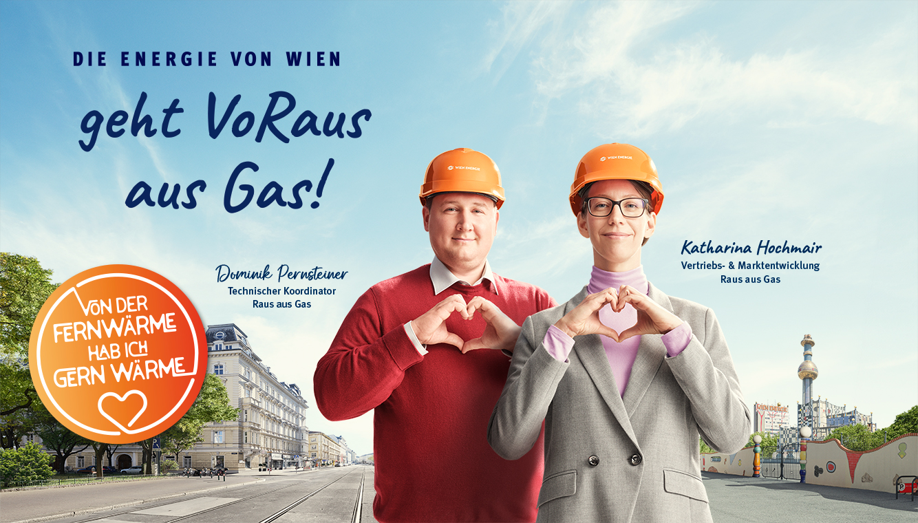 Dominik Pernsteiner, Technischer Koordinator Raus aus Gas und Katharina Hochmair Vertriebs- & Marktentwicklung Raus aus Gas